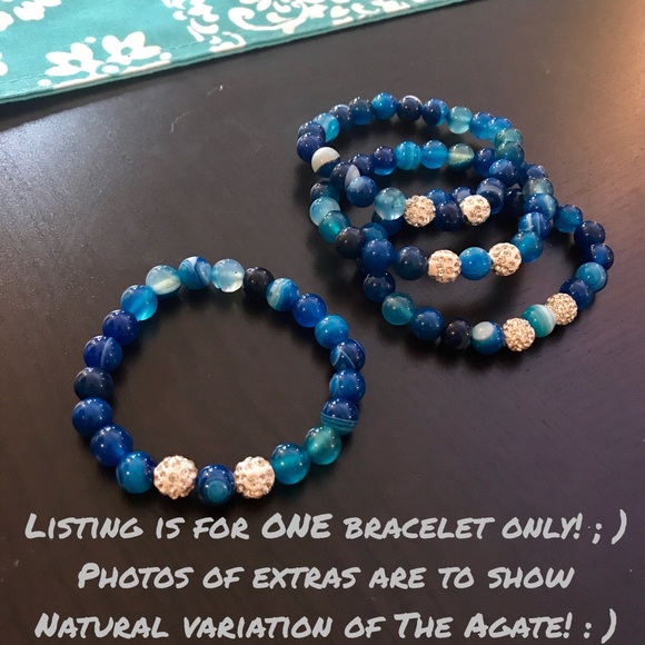 NEW!💙💎BLUE STRIPED AGATE!💎💙BLING! 1 BRACELET!! - Picture 4 of 8